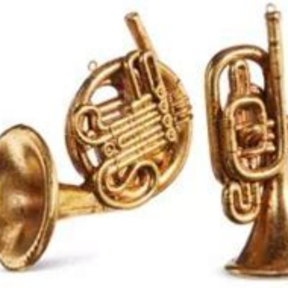 Biltmore Gold Horns Ornament - Set of 2 - NEW
